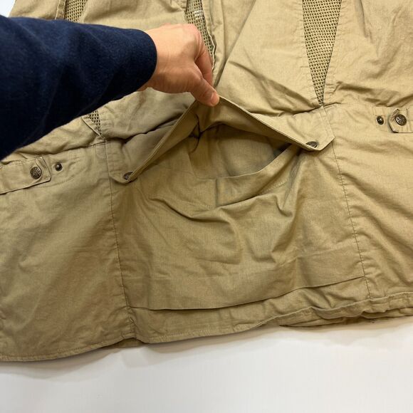 Humvee Fishing Vest Mens 2XL XXL Beige Cotton V Neck Zip Up Multi Pockets *READ - Picture 10 of 12
